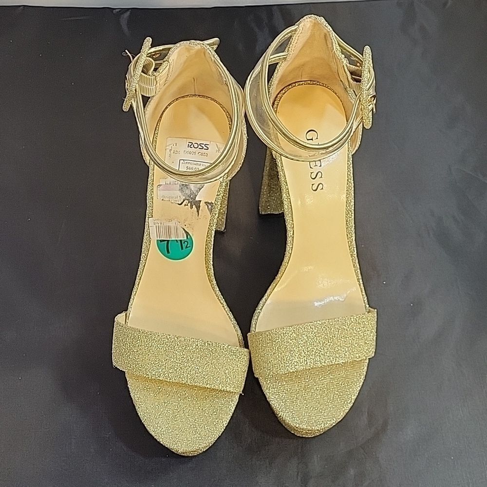 Guess Goldsparkly Block Heeled Adjustable Buckle … - image 4